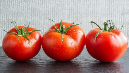 Wall Mural - three ripe juicy red tomatoes isolated against a transparent background