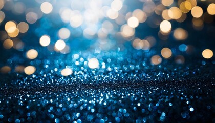 glitter vintage lights background black silver and blue de focused