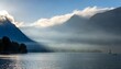 legere brume sur le lac d annecy france