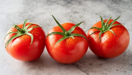 Wall Mural - three ripe juicy red tomatoes isolated against a transparent background