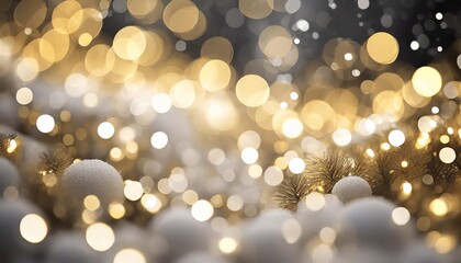 Wall Mural - gold and white bokeh for christmas background