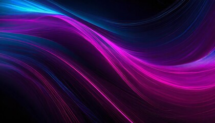 Wall Mural - abstract psychedelic futuristic dark background with dark magenta and blue light waves by