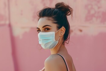 Elegant Woman with Face Mask, protection, safety, pandemic, healthcare