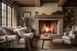 Rustic Country Home: Neutral Color Palettes, Cozy Fireplace & Warm Textiles