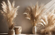 Beautiful dried pampas grass in vase on table indoorsgenerative ai