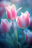 Fototapeta Tulipany - a group of pink tulips