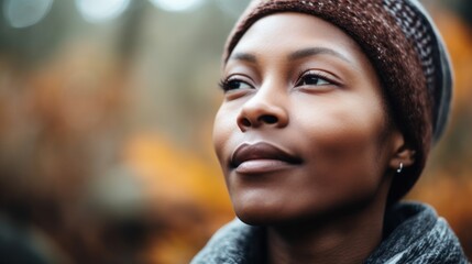 Poster - a woman looking up to the side