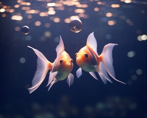 two goldfish in the water