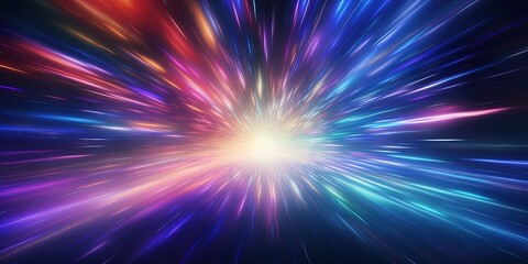 Wall Mural - Light speed, hyperspace, space warp background. colorful streaks of light gathering towards the event horizon.