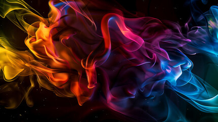 Wall Mural - Black background with colorful splashes. Luxurious background with colorful abstract explosions.