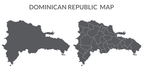 Poster - Dominican Republic map. Map of Dominican Republic in grey set