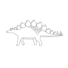 Poster - Vector flat hand drawn outline stegosaurus dinosaur isolated on white background