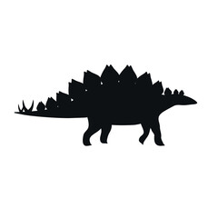 Poster - Vector flat hand drawn stegosaurus dinosaur silhouette isolated on white background