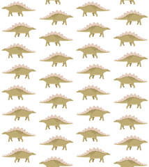 Poster - Vector seamless pattern of flat hand drawn stegosaurus dinosaur isolated on white background