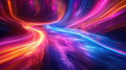 Wall Mural - neon light wave texture flowing in a vibrant abstract pattern