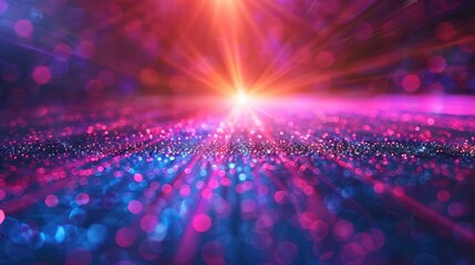 Wall Mural - colorful light particles dispersing on a dark background
