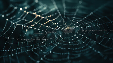 The intricate pattern of a spider web symbolizes networking technology