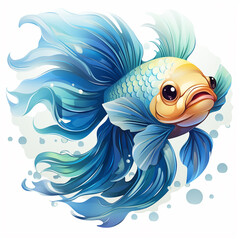 Wall Mural - Betta fish cartoon mascot 2d