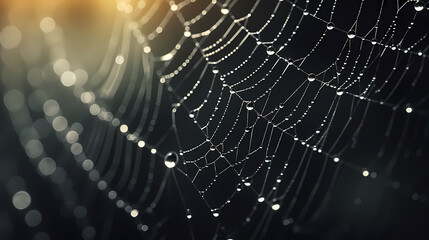 The intricate pattern of a spider web symbolizes networking technology