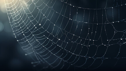 The intricate pattern of a spider web symbolizes networking technology
