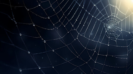 The intricate pattern of a spider web symbolizes networking technology