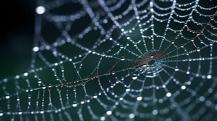 The intricate pattern of a spider web symbolizes networking technology
