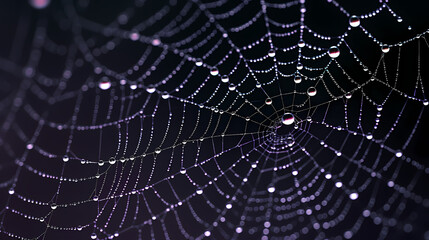The intricate pattern of a spider web symbolizes networking technology