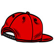 Snapback Red Hat Cap Backward Doodle Drawing Vector Illustration