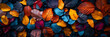 Autumnal Leaf Blanket Fallen on the Ground,
Colorful leaves lying on the ground background in the style of a color palette perfect for autum creative 

