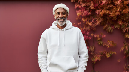 Wall Mural - Close-up portrait of bald and bearded american senior man outdoors autumn