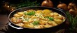 A pan filled with tender potatoes coated in creamy cheese and sprinkled with fresh parsley, ready to be served as a delicious side dish.
