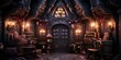 3D rendering of a fantasy castle with a beautiful interior and a fireplace