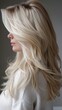 © Vagner Castro - Close-up of a woman with a blonde hairstyle in a long bob cut style with a touch of boldness. Creative and attractive blonde hairstyle in a modern and stylish trend.