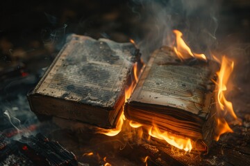 Wall Mural - Open Book Alight on Fire