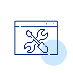 Wall Mural - internet page with screwdriver and wrench. browser toolbox icon. online user activity optimization. 