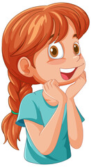 Poster - Vector illustration of a cheerful, young girl smiling.