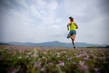 Poster - Woman runner running in spring