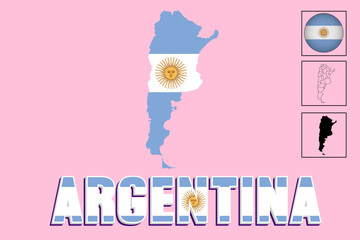 Wall Mural - Argentina map and Argentina flag vector drawing