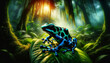 Dendrobates Auratus Frog in Misty Rainforest