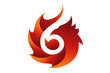 Eagle fire logo with circle shape, orange flame color. Vector illustration.