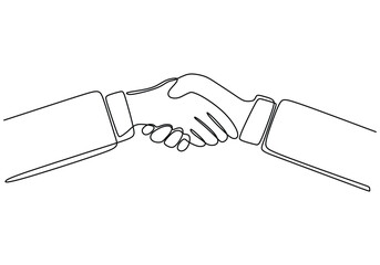 Wall Mural - Businessmen shaking hands. Continuous one line art drawing. Vector illustration agreements and acquisition concept.