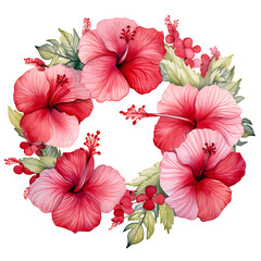Wall Mural - Whimsical Watercolor Hibiscus Bouquet Design