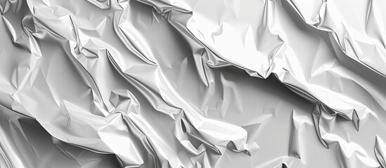 Poster - A black and white photograph showcasing a crumpled metallic surface, creating a unique abstract textured background. The intricate details and patterns of the aluminum sheet are highlighted in this