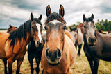 Fototapeta Konie - a close up of a horse's face in the background .AI generative