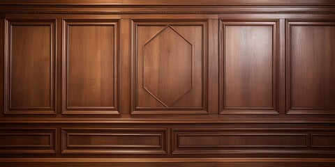 Sticker - Luxury wood paneling background or texture. highly crafted classic / traditional wood paneling, with a frame pattern, often seen in courtrooms, premium hotels, and law offices.