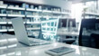 © Daria - Modern e-commerce concept, laptop with transparent holographic interface for shopping