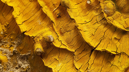 Wall Mural - A closeup of a vibrant yellow turmeric root known for its antiinflammatory properties and commonly used in Ayurvedic medicines.