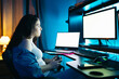 © Pedro Merino/Stocksy - Gamer girl playing multi-screen video games
