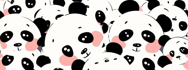 Wall Mural - Cute little panda, seamless overlays