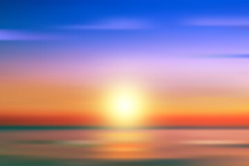 Wall Mural - sunset sky background with clouds. blue and orange dramatic gradient horizon. summer evening landsca
